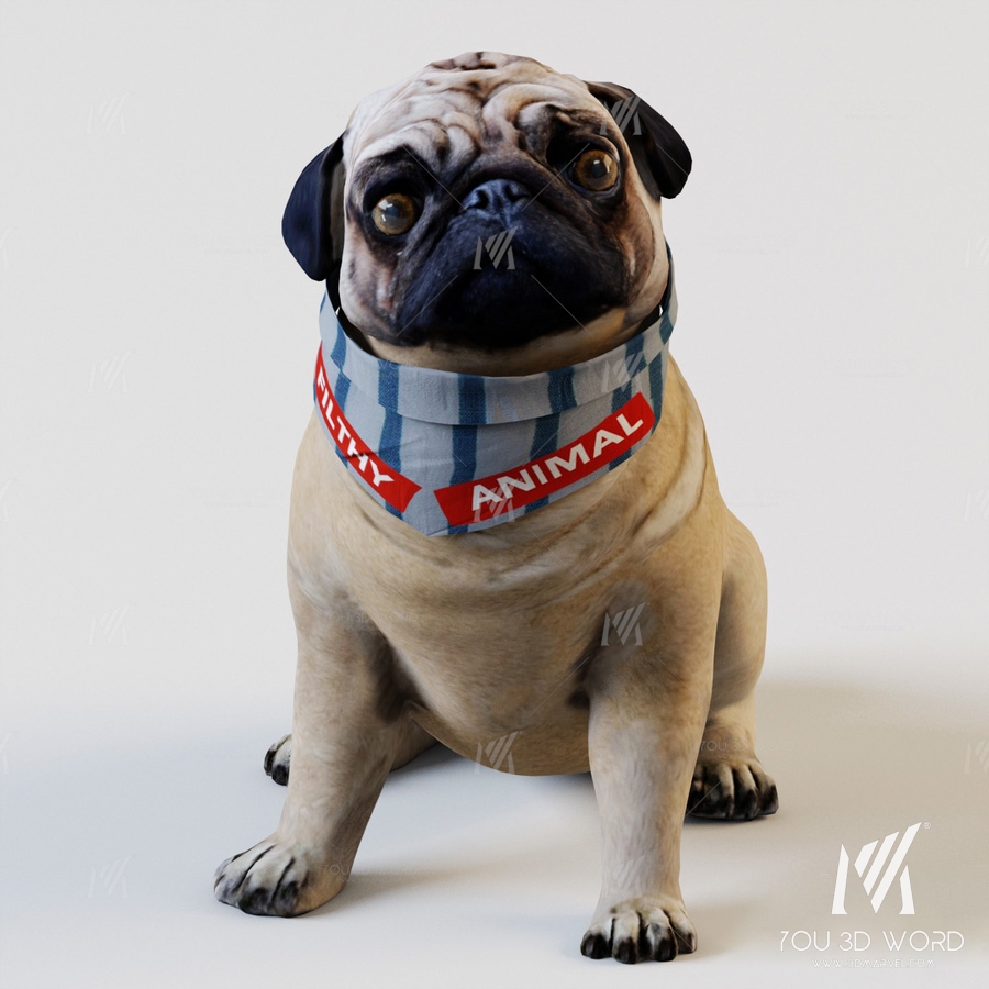 Modern animal pug 3d model